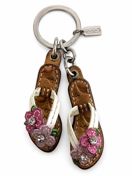 Coach Accessories - Vintage Y2K 2006 Coach RARE Double Flip Flop Flower Bag Charm Key Fob